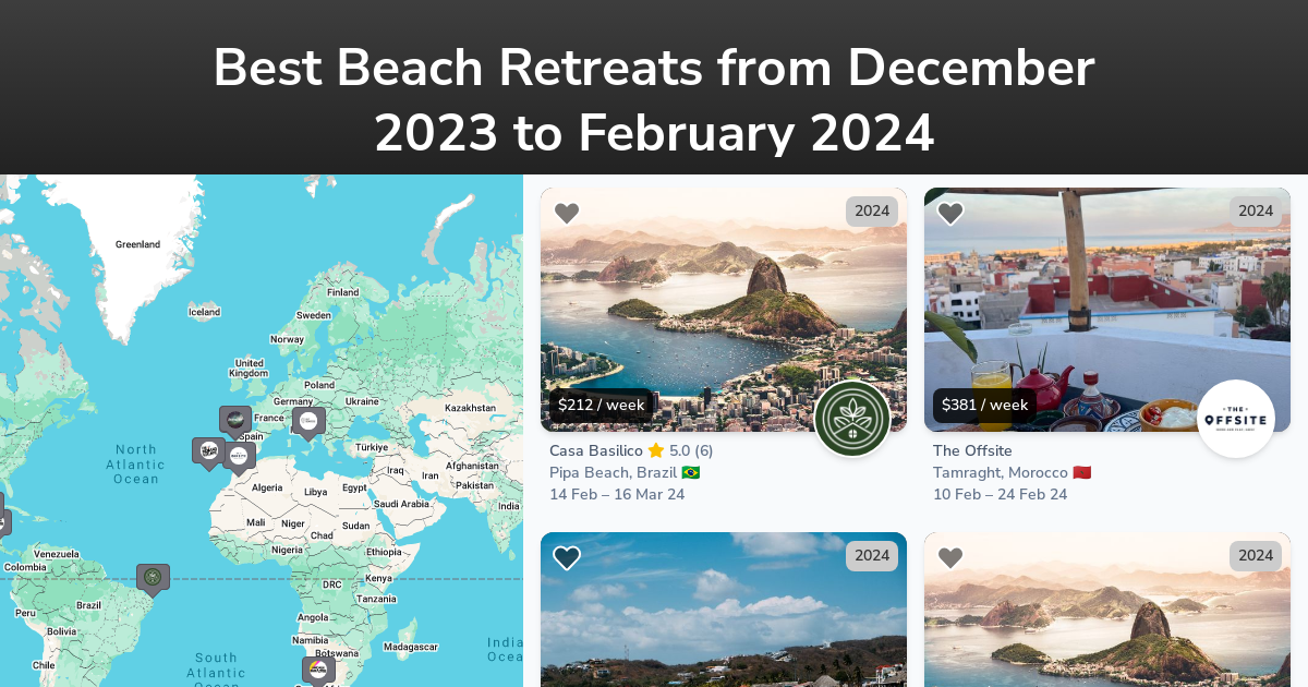 Best Beach Retreats from December 2023 to February 2024